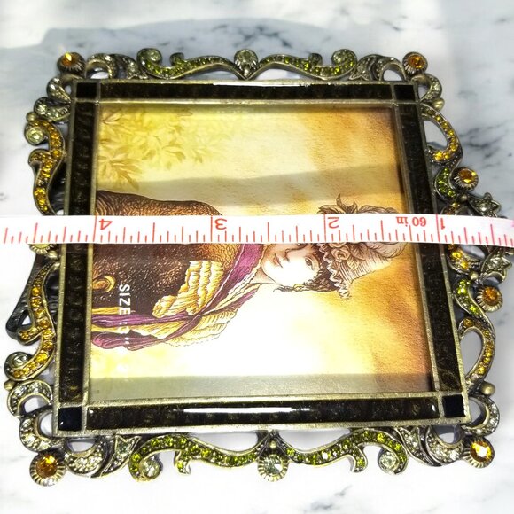 Tizo Italian Enamel Metal Photo Frame Retired Swarovski Crystals Ornate 3x3 - Picture 9 of 16